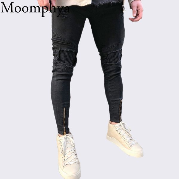 2018 men ripped distressed holes biker jeans pleated pacthcwork jeans men zipper slim fit skinny hip hop streetwear, Blue
2018 men ripped distressed holes biker jeans pleated pacthcwork jeans men zipper slim fit skinny hip hop streetwear, Blue