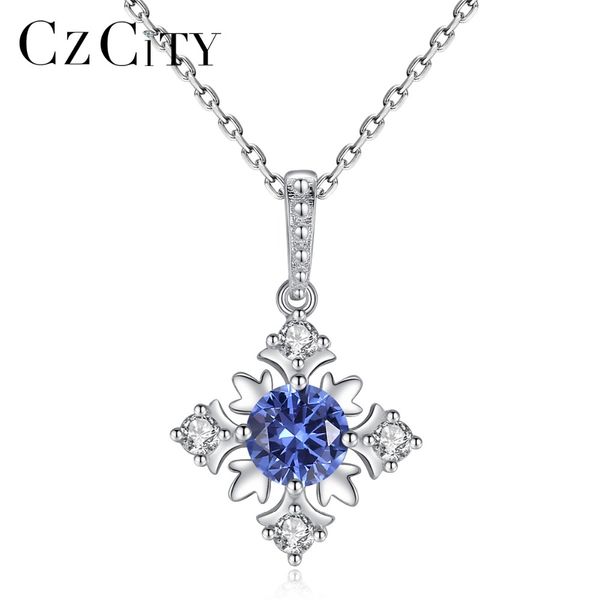 czcity genuine 925 sterling silver necklaces for women flower shape blue sapphire pendant necklace with clear zircon fine bijoux
czcity genuine 925 sterling silver necklaces for women flower shape blue sapphire pendant necklace with clear zircon fine bijoux