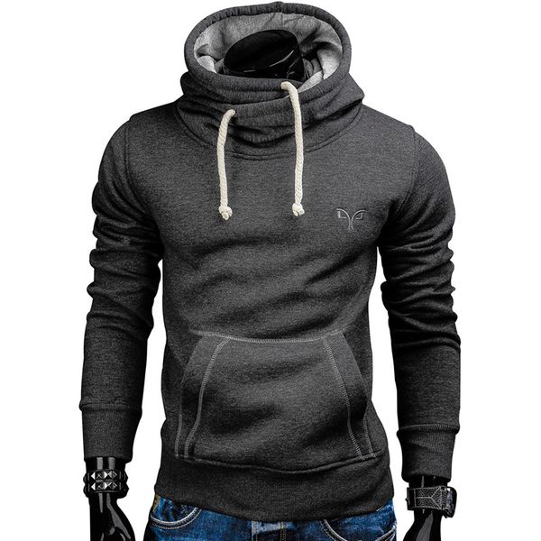 

2017 new spring autumn hoodies men fashion brand pullover solid color turtleneck sportswear sweatshirt men's tracksuits moleton, Black