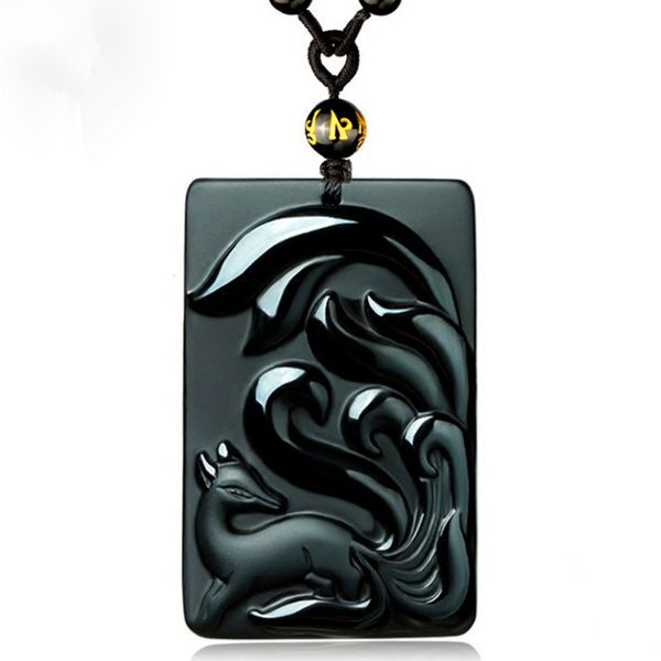 49x36mm 100% natural black obsidian carved nine-tailed lucky pendant + necklace fine crystal for woman man's jewelry, Silver
49x36mm 100% natural black obsidian carved nine-tailed lucky pendant + necklace fine crystal for woman man's jewelry, Silver