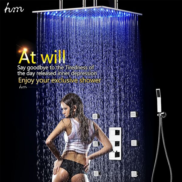 20 inch shower faucets set temperature control led light square shower head sets ceiling and handheld 2 inch body jets
20 inch shower faucets set temperature control led light square shower head sets ceiling and handheld 2 inch body jets