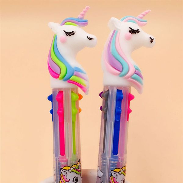 

1pcs 6 colors cartoon unicorn ballpoint pen chunky ballpoint pen 0.5mm school office supply gift stationery, Blue;orange