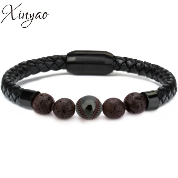 xinyao stainless steel magnetic clasp baseball bead male lava bracelets bangles jewelry genuine braided leather bracelet, Golden;silver
xinyao stainless steel magnetic clasp baseball bead male lava bracelets bangles jewelry genuine braided leather bracelet, Golden;silver
