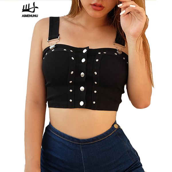 aimenunu strap front button black tank tees 2018 summer casual bodycon crop female camisole fashion short t shirt, White
aimenunu strap front button black tank tees 2018 summer casual bodycon crop female camisole fashion short t shirt, White