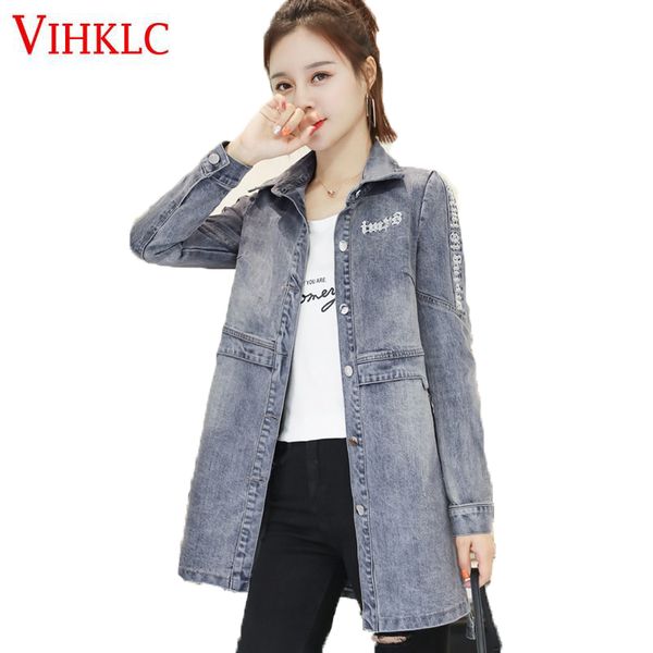 spring autumn new women's denim jacket fashion korean letter students long section bf windbreaker women's clothing slim z165, Black;brown
spring autumn new women's denim jacket fashion korean letter students long section bf windbreaker women's clothing slim z165, Black;brown