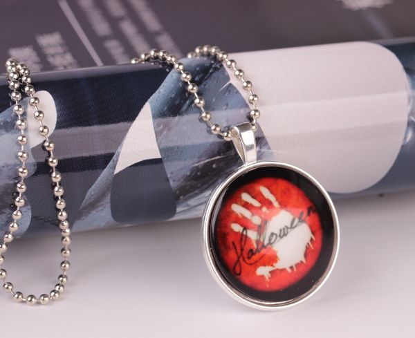 pretty halloween beautifully necklace glow in the dark glass pendants necklaces the palm luminous necklace, Silver
pretty halloween beautifully necklace glow in the dark glass pendants necklaces the palm luminous necklace, Silver