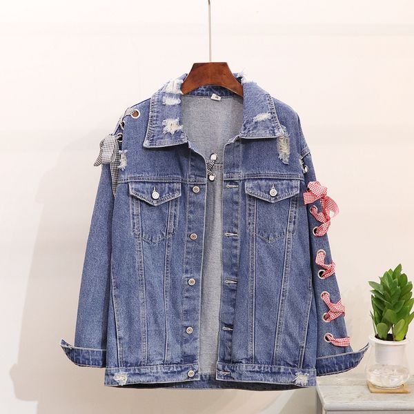 2018 new spring autumn women's lace-up holes denim jackets female loose cowboy coat all-match students jeans outwear, Black;brown
2018 new spring autumn women's lace-up holes denim jackets female loose cowboy coat all-match students jeans outwear, Black;brown