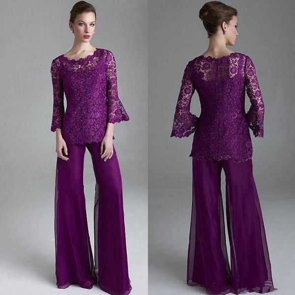classy purple lace mother of the bride pant suits sheer jewel neck long sleeves wedding guest pantsuit plus size mothers groom dresses, Black;red
classy purple lace mother of the bride pant suits sheer jewel neck long sleeves wedding guest pantsuit plus size mothers groom dresses, Black;red