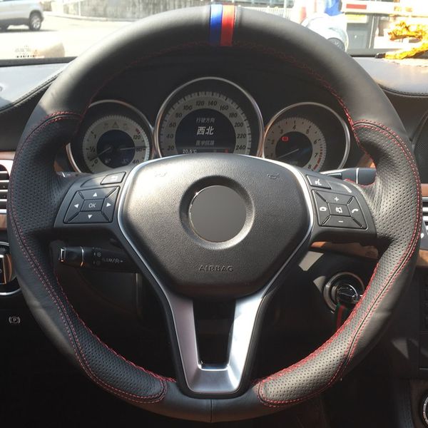 diy hand-stitched car steering wheel cover black leather for mercedes-benz b180 2012
diy hand-stitched car steering wheel cover black leather for mercedes-benz b180 2012