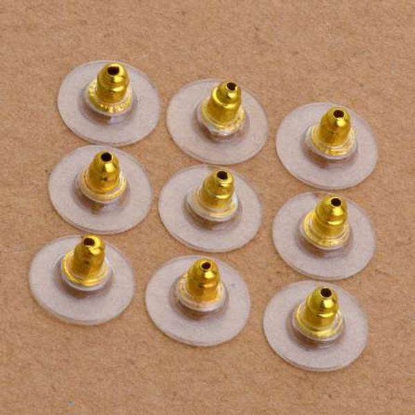 

100 pcs silicon gold silver rhodium antique bronze stud earring back sers ear post nuts jewelry findings components, White