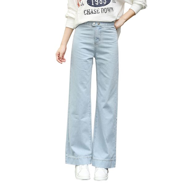2018 spring/autumn jeans for women comfortable loose wide leg pants women's straight jeans elastic waist length trousers, Blue
2018 spring/autumn jeans for women comfortable loose wide leg pants women's straight jeans elastic waist length trousers, Blue