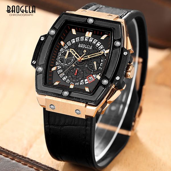 baogela men's sports leather strap chronograph quartz watches fashion army rectangle analogue wristwatch for man bl1703, Slivery;brown
baogela men's sports leather strap chronograph quartz watches fashion army rectangle analogue wristwatch for man bl1703, Slivery;brown