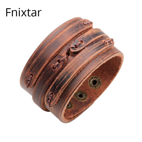 fnixtar fashion men jewelry leather bracelets for men women 23cm length brown wide wristband leather christmas gift wholesale, Golden;silver
fnixtar fashion men jewelry leather bracelets for men women 23cm length brown wide wristband leather christmas gift wholesale, Golden;silver
