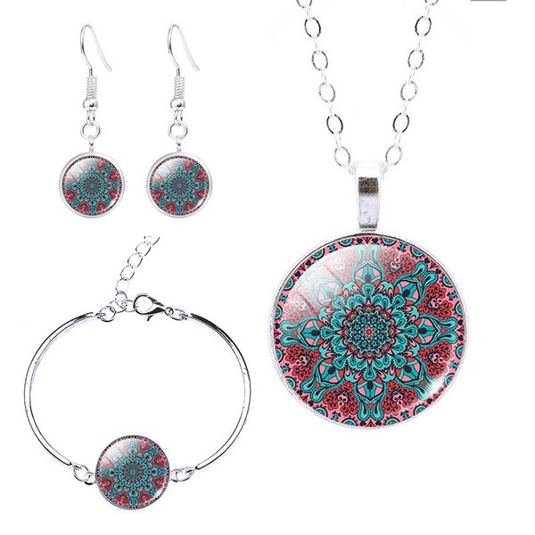 fashion women necklaces set mandala flower om symbol glass cabochon necklaces with earrings bracelets jewelry sets for women, Silver
fashion women necklaces set mandala flower om symbol glass cabochon necklaces with earrings bracelets jewelry sets for women, Silver