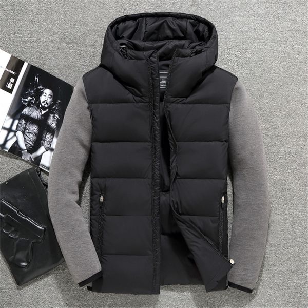 new design patchwork men's winter jackets hat detachable 90% white duck down coat men doudoune homme casual thick outerwear, Black
new design patchwork men's winter jackets hat detachable 90% white duck down coat men doudoune homme casual thick outerwear, Black