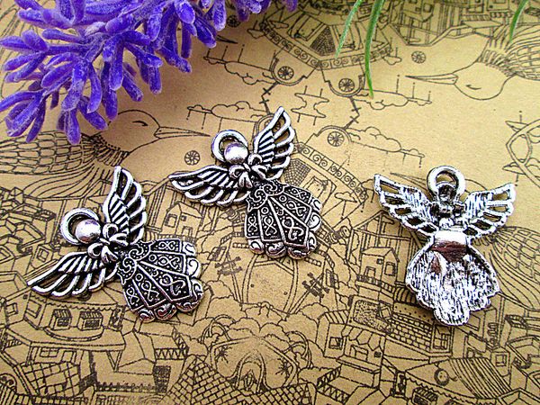 45pcs-- angel charms antique tibetan silver angel charms pendants ,diy supplies 26x24mm, Bronze;silver 
45pcs-- angel charms antique tibetan silver angel charms pendants ,diy supplies 26x24mm, Bronze;silver