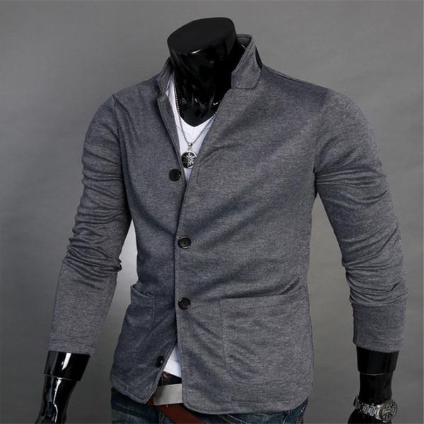 men's knitted collar casual small suit fashion personality single breast buckle spring and autumn korean slim single piece surts, White;black
men's knitted collar casual small suit fashion personality single breast buckle spring and autumn korean slim single piece surts, White;black