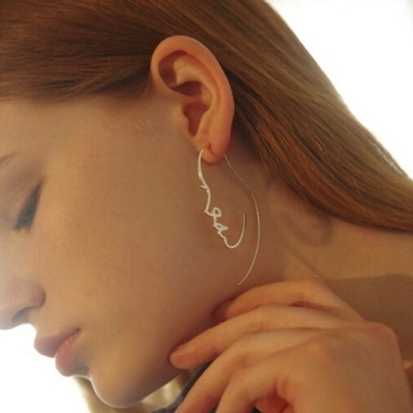 vintage personalized art style hollow face hoop earrings for women profile earrings boucles d'oreilles bijoux, Golden;silver
vintage personalized art style hollow face hoop earrings for women profile earrings boucles d'oreilles bijoux, Golden;silver
