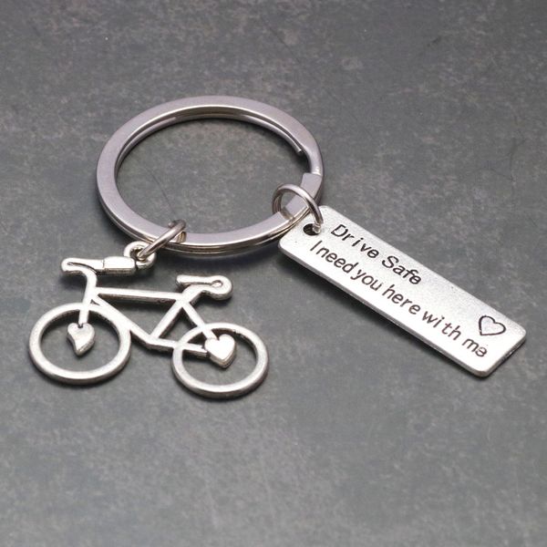 

custom keyring gifts engraved drive safe i need you here with me bike keychain couples boyfriend girlfriend jewelry llaveros, Silver