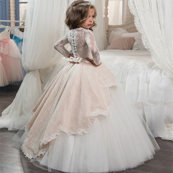 vintage long sleeves blush white flower girls dresses for weddings princess a line jewel neck bow sash long first communion pageant gowns, White;blue
vintage long sleeves blush white flower girls dresses for weddings princess a line jewel neck bow sash long first communion pageant gowns, White;blue