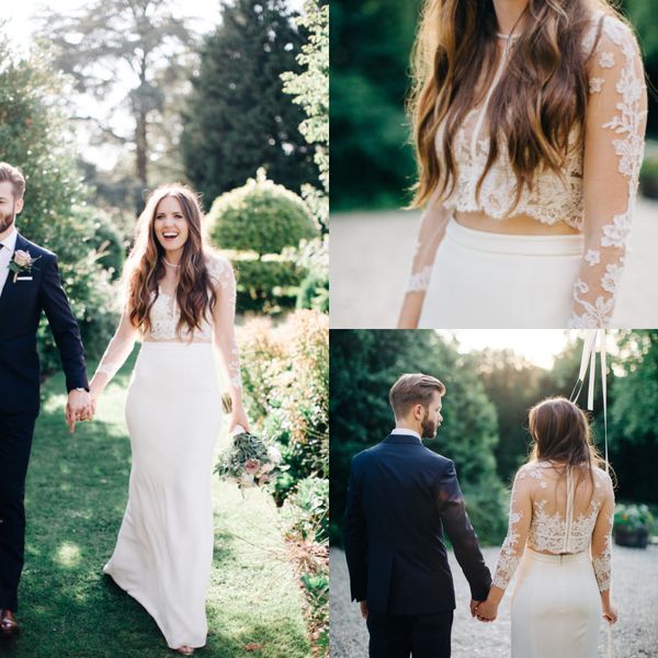 stunning new two piece country wedding dresses illusion neckline lace summer beach bridal gown with sleeve bohemian vintage robes 2019, White
stunning new two piece country wedding dresses illusion neckline lace summer beach bridal gown with sleeve bohemian vintage robes 2019, White
