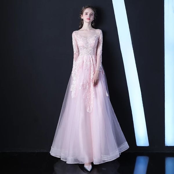 long sleeves tulle evening dresses with lace appliques 2019 pink floor length evening gown lace up party dresses, Black;red
long sleeves tulle evening dresses with lace appliques 2019 pink floor length evening gown lace up party dresses, Black;red