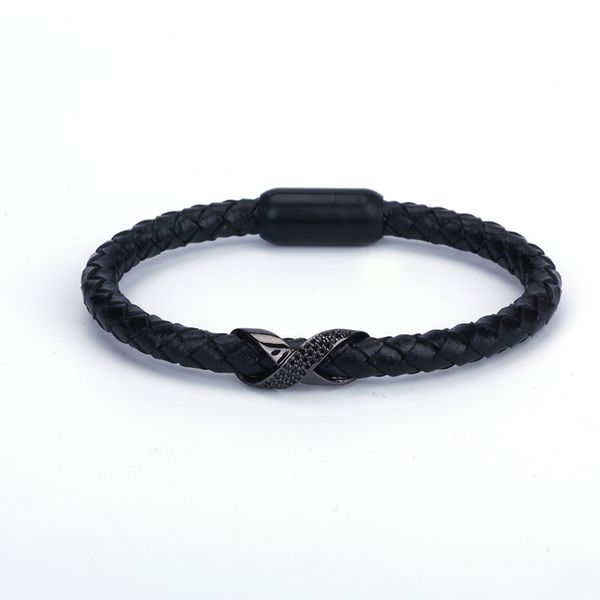 new dark brown black blue red macrame leather black gun pave cz x charm stainless steel magnetic clasp bracelets bangles for men, Golden;silver
new dark brown black blue red macrame leather black gun pave cz x charm stainless steel magnetic clasp bracelets bangles for men, Golden;silver