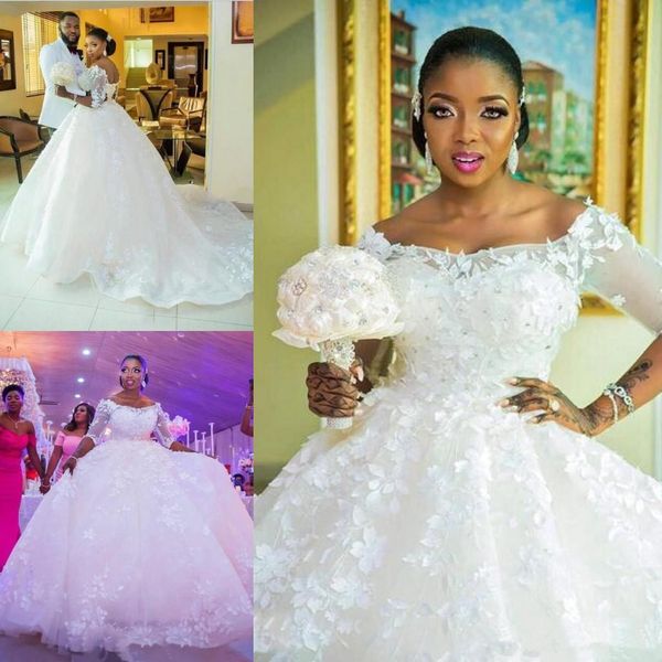 plus size afircan 3d floral wedding dresses with half sleeve 2019 full lace butterfly cathedral train royal church royal wedding gown, White
plus size afircan 3d floral wedding dresses with half sleeve 2019 full lace butterfly cathedral train royal church royal wedding gown, White