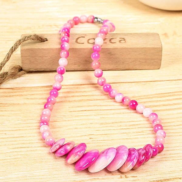 focus on the pink candy beads and pie shaped pendant in white and pink peach double jasper necklace, a gift of love, Silver
focus on the pink candy beads and pie shaped pendant in white and pink peach double jasper necklace, a gift of love, Silver