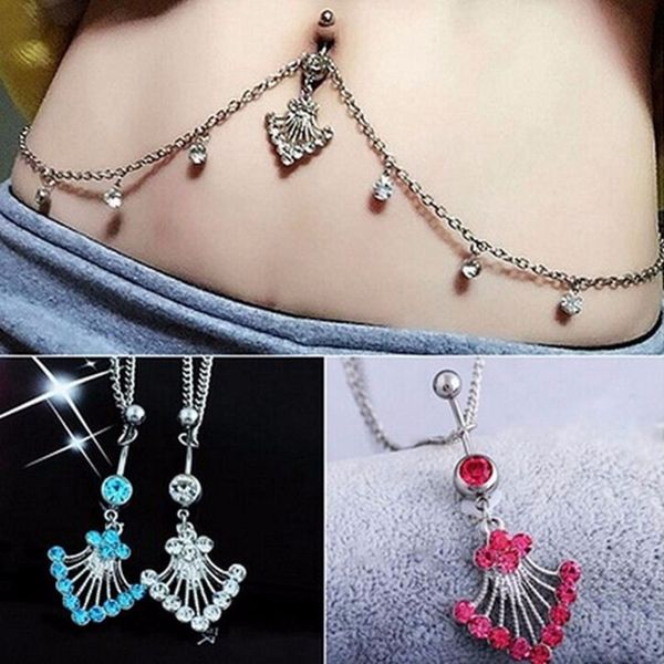navel pendant ring,auniquestyle women rhinestone navel piercing bar body jewelry bohemia waist chain belt belly button ring, Silver
navel pendant ring,auniquestyle women rhinestone navel piercing bar body jewelry bohemia waist chain belt belly button ring, Silver