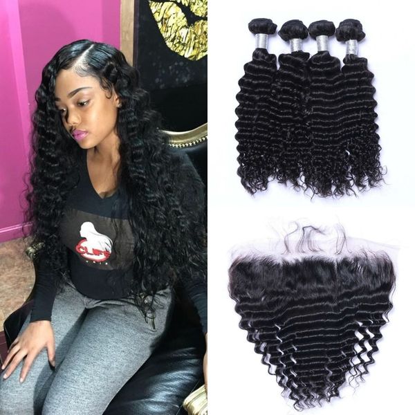 mongolilan deep wave human hair 4 bundles with frontal natural color virgin hair extensions with lace frontal, Black;brown
mongolilan deep wave human hair 4 bundles with frontal natural color virgin hair extensions with lace frontal, Black;brown