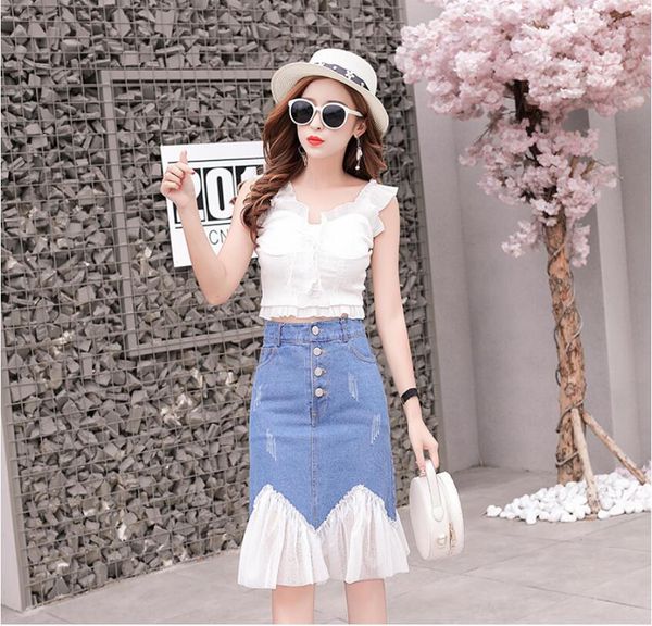 2018 summer skirt new large size s-2xl women's fashion korean version of lap denim mesh personalized fashion skirt, Black
2018 summer skirt new large size s-2xl women's fashion korean version of lap denim mesh personalized fashion skirt, Black