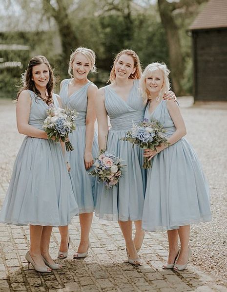 light sky blue pleats tea-length bridesmaid dresses v-neck sleeveless short prom evening party dresses bridesmaids dresses, White;pink
light sky blue pleats tea-length bridesmaid dresses v-neck sleeveless short prom evening party dresses bridesmaids dresses, White;pink