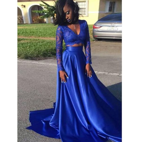 royal blue two pieces prom dress with long sleeve evening gown dress party evening, Black
royal blue two pieces prom dress with long sleeve evening gown dress party evening, Black