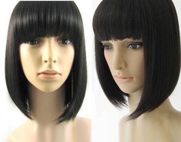 sell new short black straight bangs bob women's lady hair wig wigs, Black;brown 
sell new short black straight bangs bob women's lady hair wig wigs, Black;brown