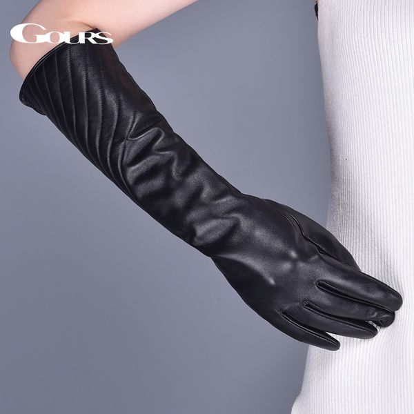 gours women' genuine leather gloves winter warm striped black sheepskin long touch screen gloves fashion mittens new gsl081, Blue;gray
gours women' genuine leather gloves winter warm striped black sheepskin long touch screen gloves fashion mittens new gsl081, Blue;gray