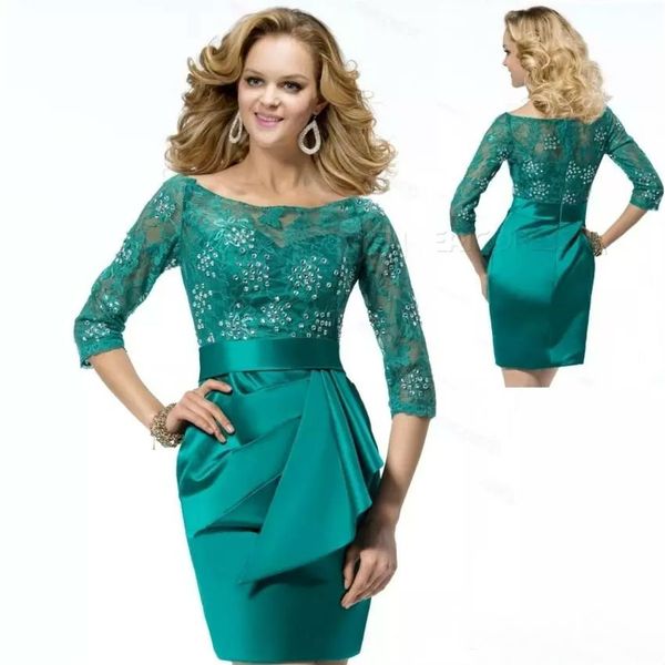 elegant sheath mother of the bride dresses jewel neck lace half sleeve crystals prom dresses ruched satin knee length mothers' formal d, Black;red
elegant sheath mother of the bride dresses jewel neck lace half sleeve crystals prom dresses ruched satin knee length mothers' formal d, Black;red
