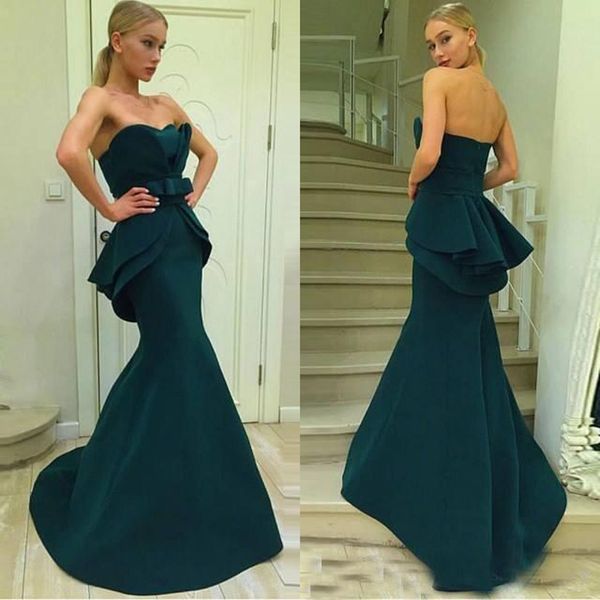 elegant strapless mermaid evening dresses ruffles satin off shoulder peplum floor length party prom gowns low back, Black
elegant strapless mermaid evening dresses ruffles satin off shoulder peplum floor length party prom gowns low back, Black