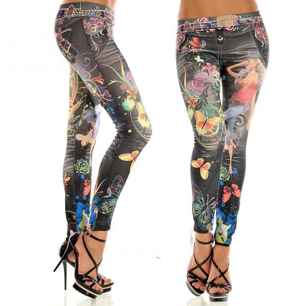 fashion women colorful painted floral imitated jeans legging sexy female midwaist jeans free size, Blue
fashion women colorful painted floral imitated jeans legging sexy female midwaist jeans free size, Blue