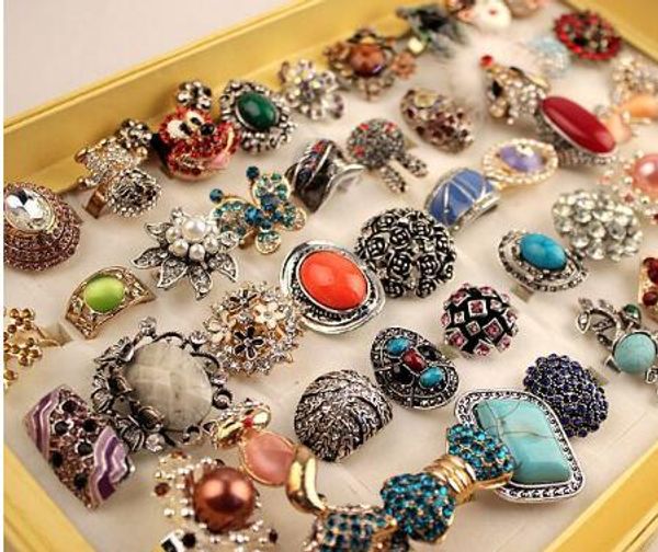 fashion jewelry mixed 50 style exaggeration pearl opal turquoise gemstone crystal ring for women, Silver
fashion jewelry mixed 50 style exaggeration pearl opal turquoise gemstone crystal ring for women, Silver