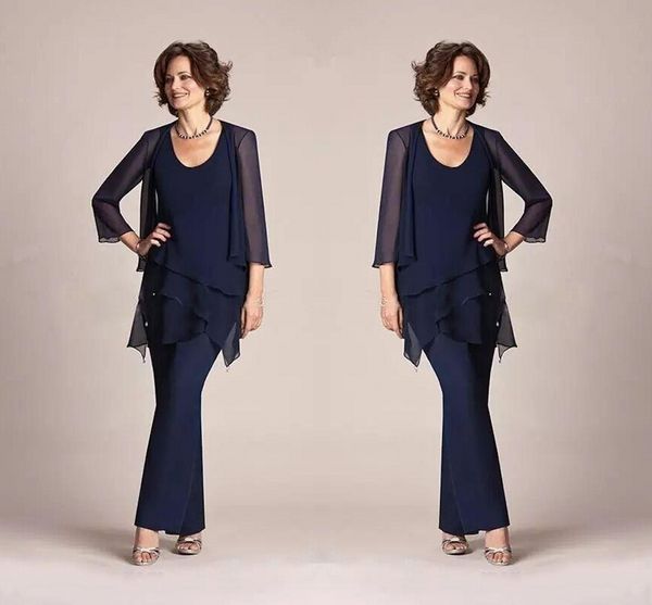 navy blue chiffon mother of the bride pant suits long sleeves plus size three pieces formal mother dresses with jacket evening party gowns, Black;red
navy blue chiffon mother of the bride pant suits long sleeves plus size three pieces formal mother dresses with jacket evening party gowns, Black;red