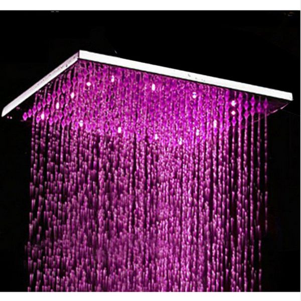 

chrome polished 3 colors changing sqaure showerhead 8" rain shower head