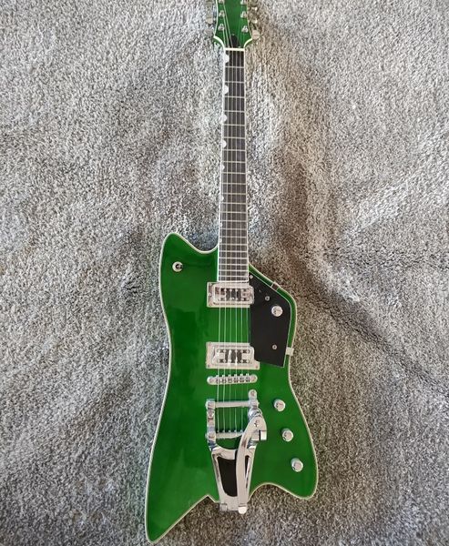 

rare gre g6199 billy-bo jupiter metallic green thunderbird electric guitar abalone body and neck binding, bigs tremolo tailpiece