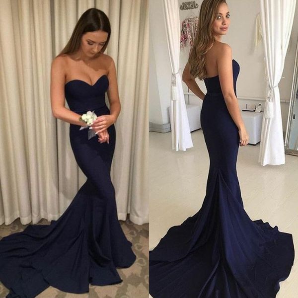 simple navy blue mermaid prom dresses sweetheart sweep train long formal gowns evening wear fast shipping plus size special occasion, Black
simple navy blue mermaid prom dresses sweetheart sweep train long formal gowns evening wear fast shipping plus size special occasion, Black