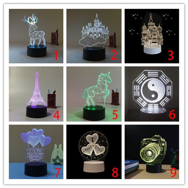 3d night light led творческий украшения лампы изменение цвета света сенсорным управлением подарок на день рождения usb зарядка мультфильм ла