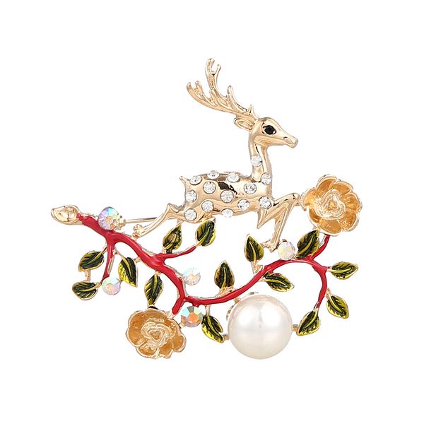 sika deer brooches christmas element series pins noble and graceful 18k gold plated jewelry personality imitation pearl accessories, Gray
sika deer brooches christmas element series pins noble and graceful 18k gold plated jewelry personality imitation pearl accessories, Gray