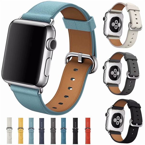 

Genuine Litchi Leather Strap Replacement Band Watchband with Stainless Clasp for iWatch Apple Watch 1 2 3 4