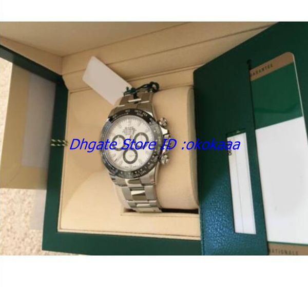 with original box automatic mens watch wristwatch stainless steel white dial ceramic bezel 40mm box/papers 116500, Slivery;brown
with original box automatic mens watch wristwatch stainless steel white dial ceramic bezel 40mm box/papers 116500, Slivery;brown