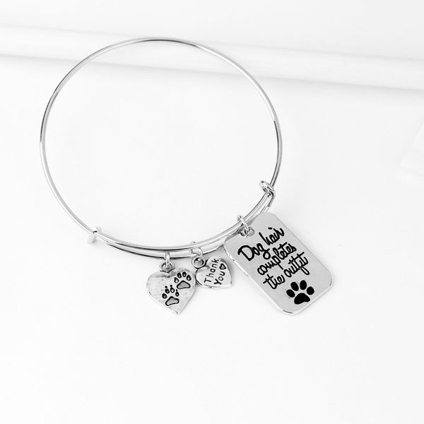 new lovely paw bracelets "dog hair completes the outfit" dog tag heart shape charm bangle pet lover jewlry ing, Golden;silver
new lovely paw bracelets "dog hair completes the outfit" dog tag heart shape charm bangle pet lover jewlry ing, Golden;silver