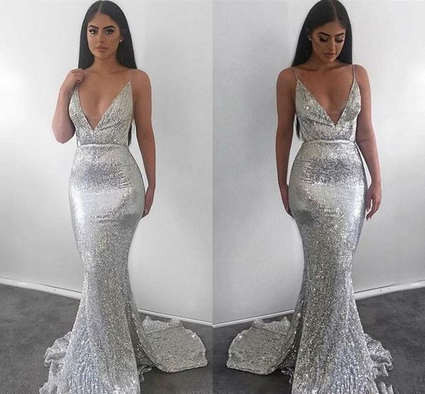 2018 silver sequins deep v neck mermaid evening dresses spaghetti straps floor length backless sweep train prom dresses custom made, Black;red
2018 silver sequins deep v neck mermaid evening dresses spaghetti straps floor length backless sweep train prom dresses custom made, Black;red